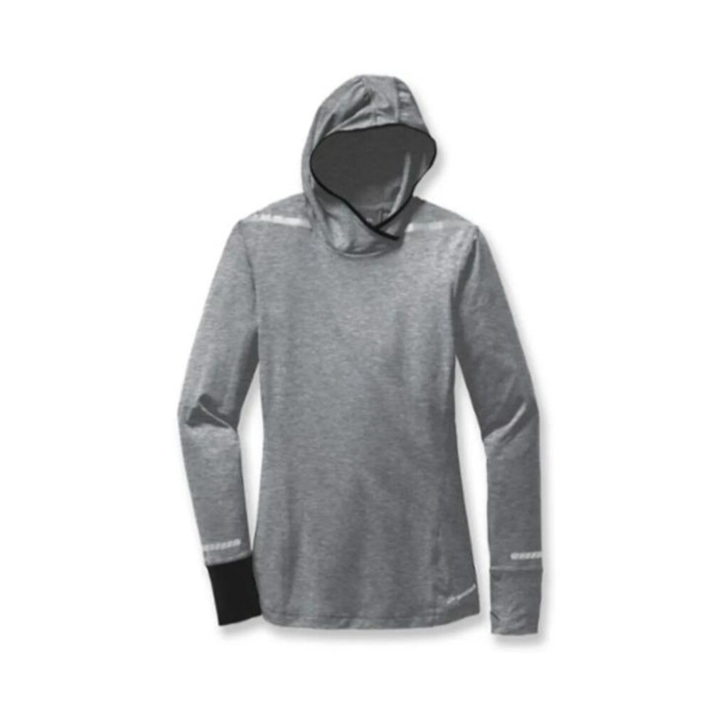 Brooks Nightlife Hoodie Women Gray Pullover Hoodie M Reflective Athletic